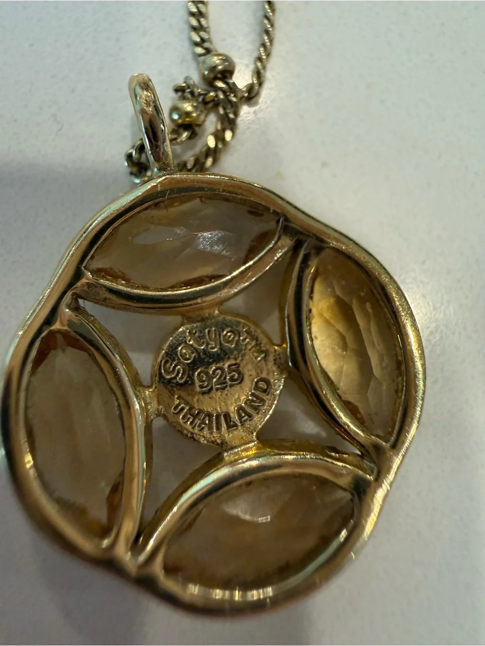 Satya Gold-Tone Necklace with Amber Gem Pendant